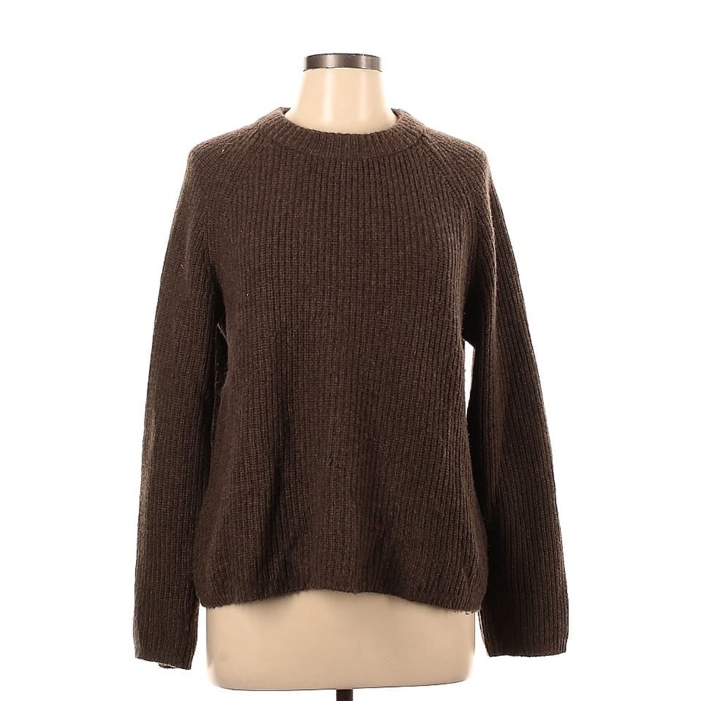 Quince Mongolian Cashmere Fisherman Crew neck Sweater Brown - Picture 2 of 7